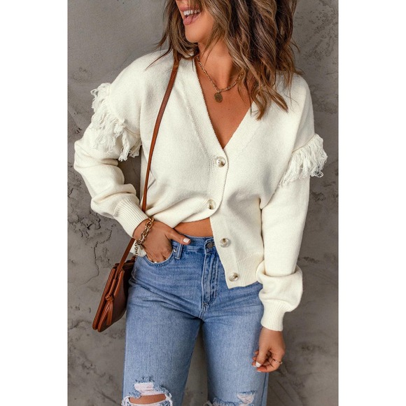 Fringe Detail Button Front Cardigan - Picture 3 of 4